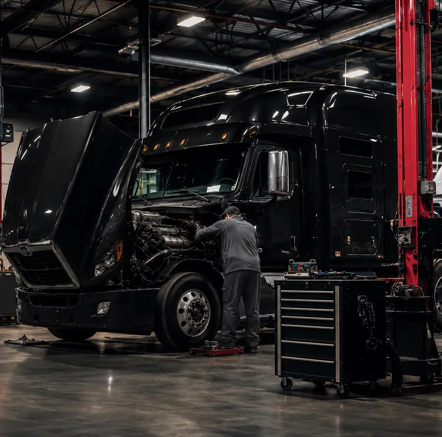 Truck repair shop bay